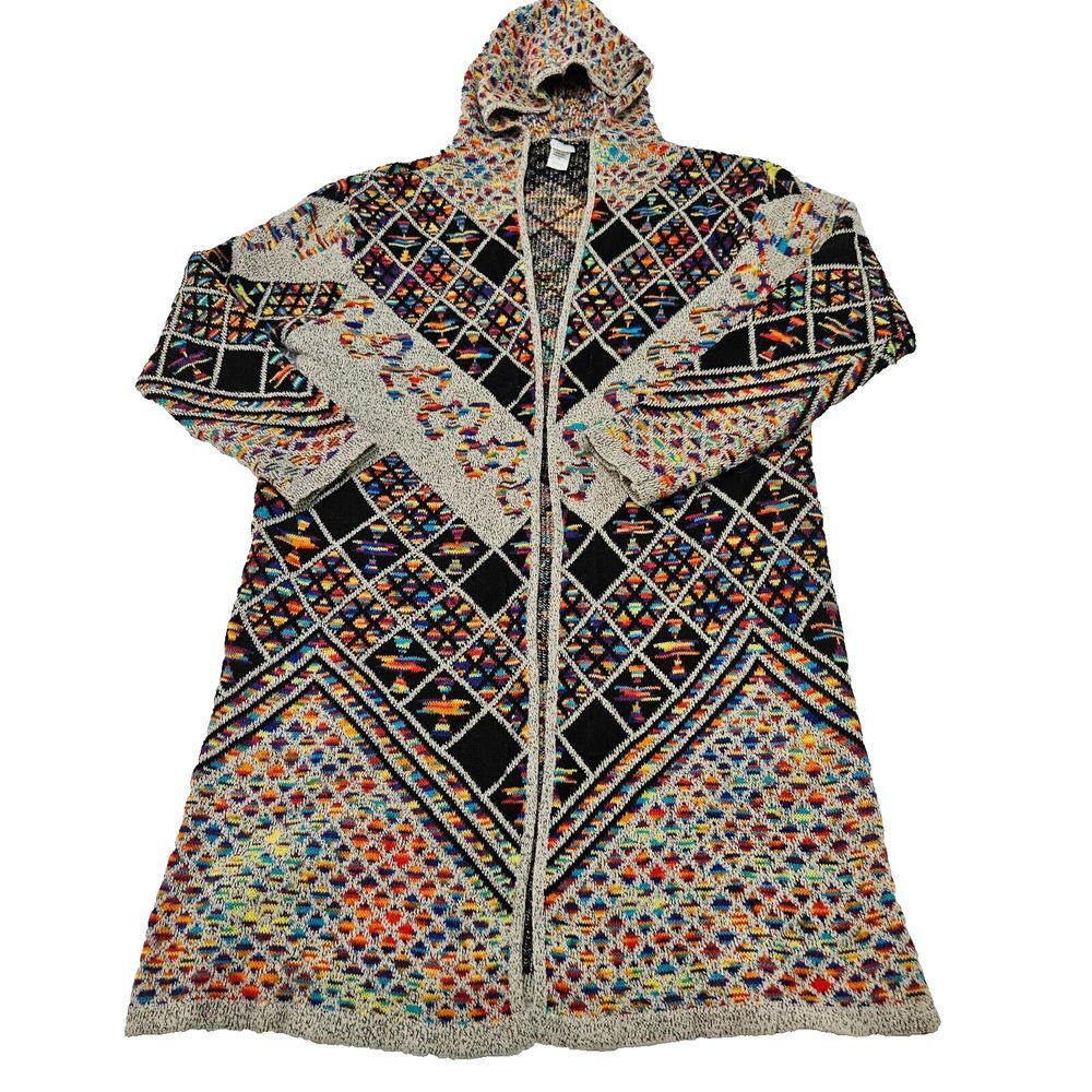 Northern Angel Rainbow Southwestern Print Hooded Longline Duster Cardigan Sz 2X - Picture 6 of 9